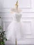 Lovely Tulle with Lace Applique Straps Short Party Dress, Tulle Sweetheart Homecoming Dress